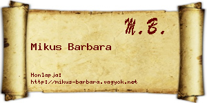 Mikus Barbara névjegykártya